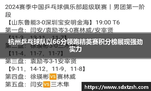 杭州乒乓球队以66分领跑精英赛积分榜展现强劲实力